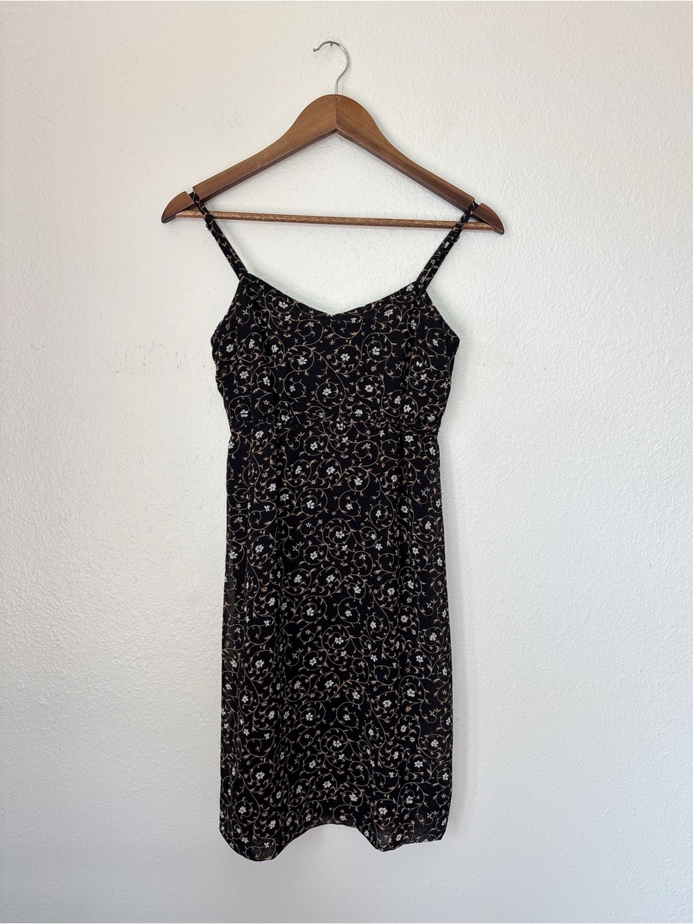 Vintage 90s Goth Black Floral Babydoll Slip Dress